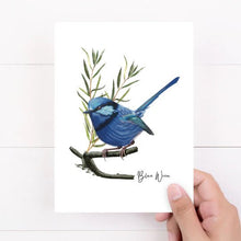 Load image into Gallery viewer, Lively & Radiant Australian Native Blue Wren Poster, Tote Bag & Card Set - Australiana Gifts Co