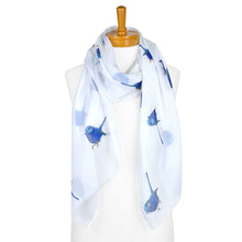 Load image into Gallery viewer, Blue Wren Bird Scarf | White