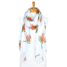 Load image into Gallery viewer, Banksia Flower Scarf | White - Australiana Gifts Co