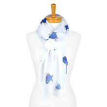 Load image into Gallery viewer, Blue Wren Bird Scarf | White - Australiana Gifts Co