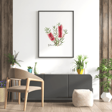 Load image into Gallery viewer, Bottlebrush Flower Poster | Red - Australiana Gifts Co