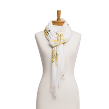 Load image into Gallery viewer, Golden Wattle Scarf | White - Australiana Gifts Co