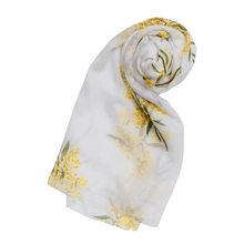 Load image into Gallery viewer, Golden Wattle Scarf | White - Australiana Gifts Co