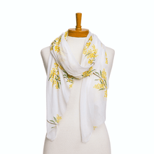 Load image into Gallery viewer, Golden Wattle Scarf | White - Australiana Gifts Co