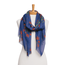 Load image into Gallery viewer, Kangaroo Paws Scarf | Navy - Australiana Gifts Co