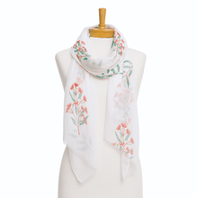 Load image into Gallery viewer, Red Flowering Gum Scarf | White - Australiana Gifts Co