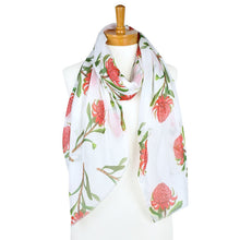 Load image into Gallery viewer, Waratah Flower Scarf | White - Australiana Gifts Co