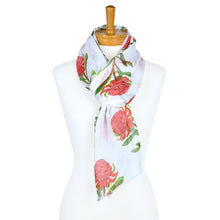 Load image into Gallery viewer, Waratah Flower Scarf | White - Australiana Gifts Co