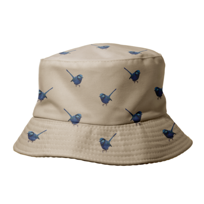 AGCH1010: Beige: Blue Wren Reversible Bucket Hat