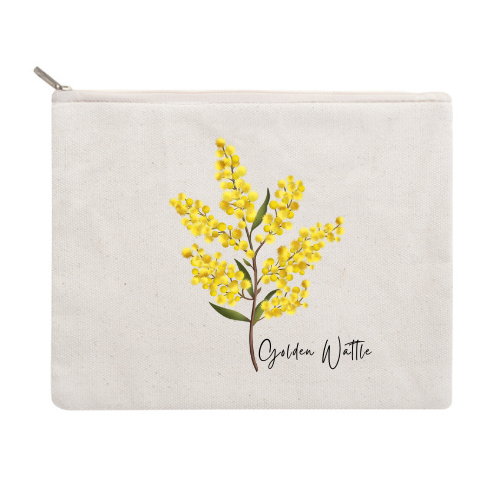 Golden Wattle Cotton Zipper Pouch