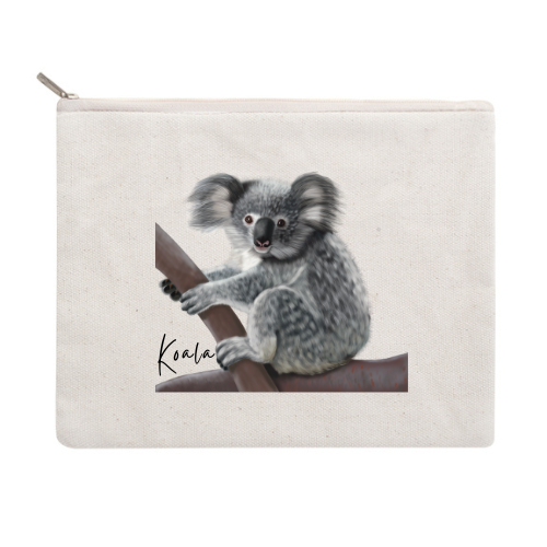 Koala Cotton Zipper Pouch
