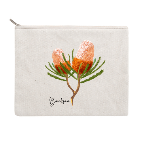 Banksia Cotton Zipper Pouch - Australiana Gifts Co