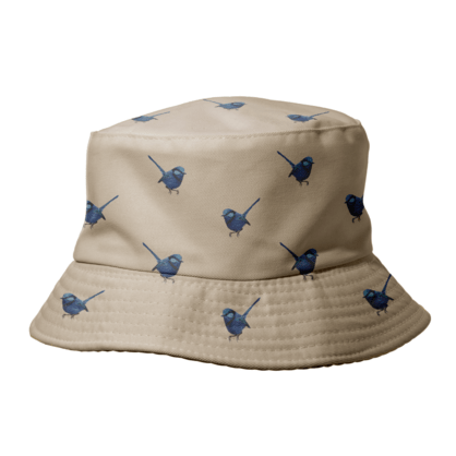 Blue Wren Reversible Bucket Hat | Beige - Australiana Gifts Co