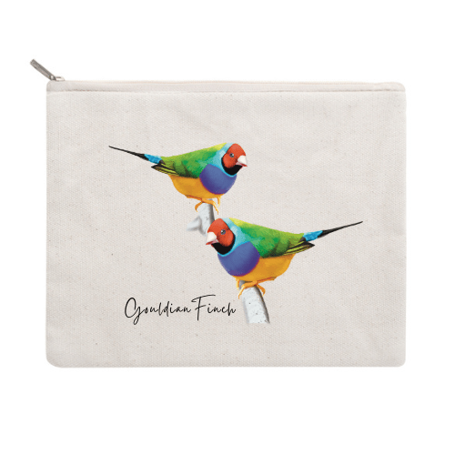 Gouldian Finch Cotton Zipper Pouch - Australiana Gifts Co