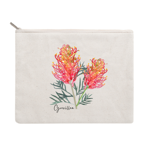 Grevillea Cotton Zipper Pouch - Australiana Gifts Co