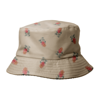 Grevillea Reversible Bucket Hat | Beige - Australiana Gifts Co