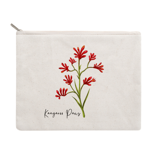Kangaroo Paws Cotton Zipper Pouch - Australiana Gifts Co