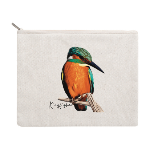 Kingfisher Cotton Zipper Pouch - Australiana Gifts Co