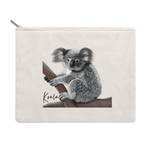 Koala Cotton Zipper Pouch - Australiana Gifts Co