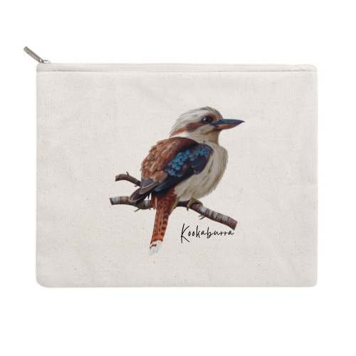 Kookaburra Cotton Zipper Pouch - Australiana Gifts Co