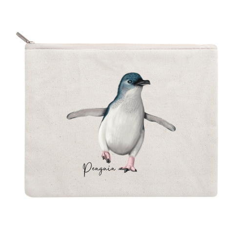 Penguin Cotton Zipper Pouch - Australiana Gifts Co
