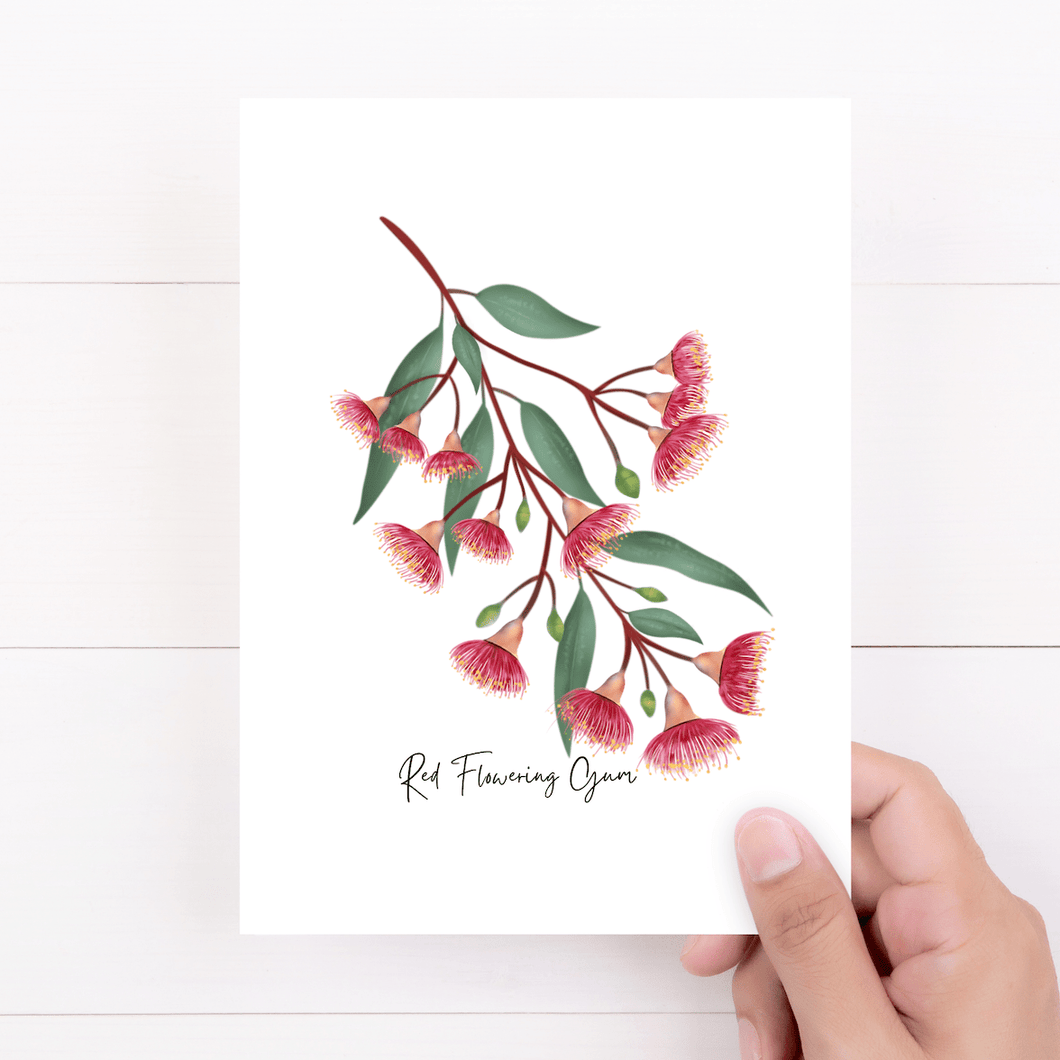 Red Flowering Gum Flower Card - Australiana Gifts Co