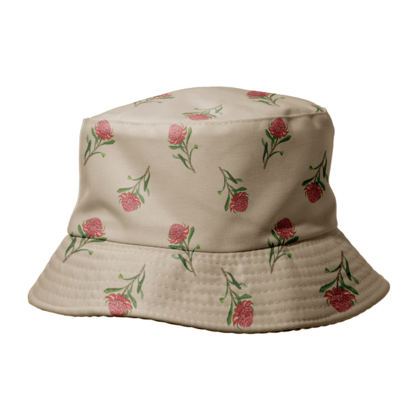 Waratah Reversible Bucket Hat | Beige - Australiana Gifts Co