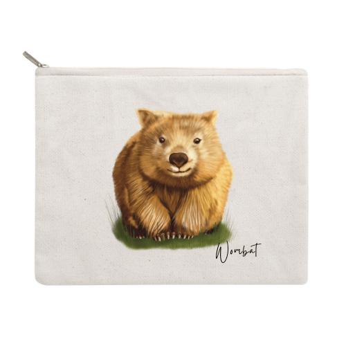 Wombat Cotton Zipper Pouch - Australiana Gifts Co