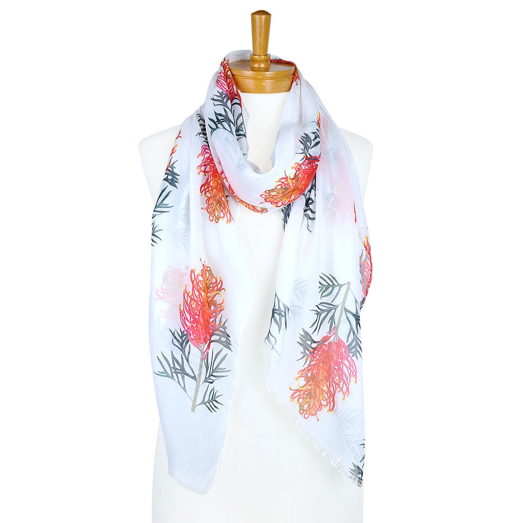Grevillea Flower Scarf | White