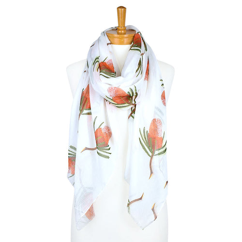 Banksia Flower Scarf | White