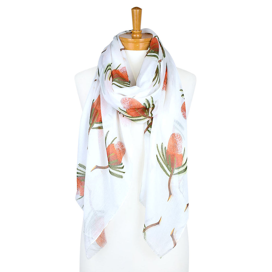 Banksia Flower Scarf | White