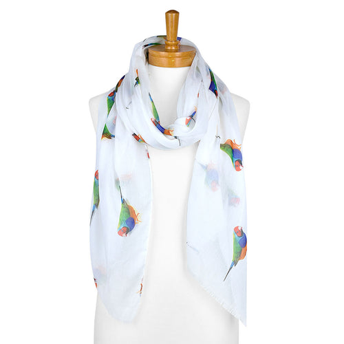 Gouldian Finch Bird Scarf | White