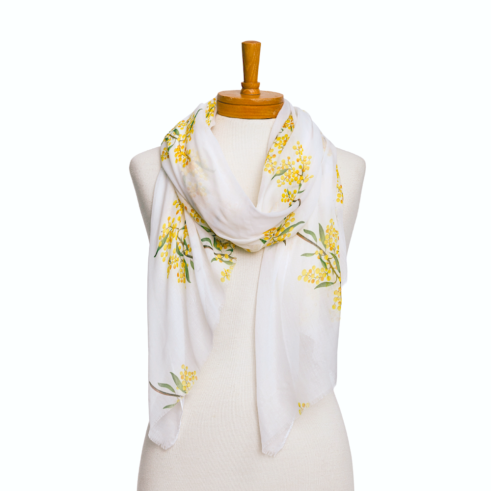 Golden Wattle Scarf | White