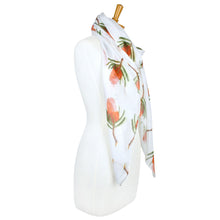 Load image into Gallery viewer, Banksia Flower Scarf | White - Australiana Gifts Co
