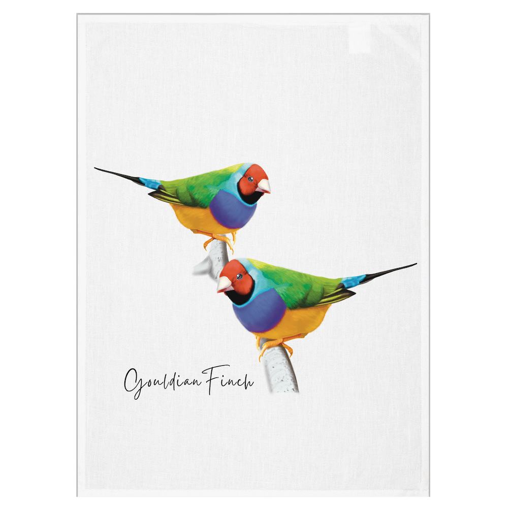 Gouldian Finch Tea Towel - Australian Design - Australiana Gifts Co