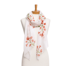 Load image into Gallery viewer, Kangaroo Paws Scarf | White - Australiana Gifts Co
