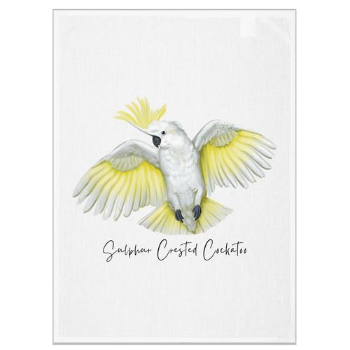 Sulphur Crested Cockatoo Tea Towel - Australian Design - Australiana Gifts Co