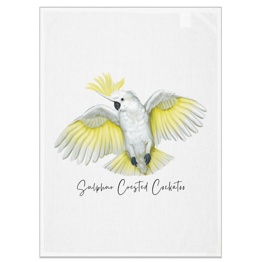 Sulphur Crested Cockatoo Tea Towel - Australian Design - Australiana Gifts Co