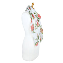 Load image into Gallery viewer, Waratah Flower Scarf | White - Australiana Gifts Co
